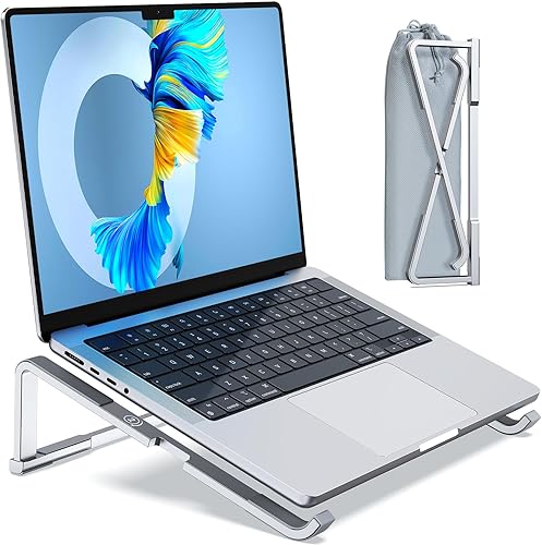 Soporte para computadora portátil para escritorio, soporte de aluminio para computadora portátil, elevador plegable para laptop, soporte portátil