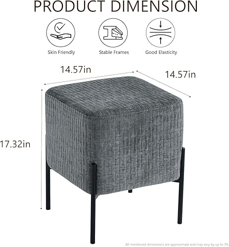 Miniatura 3 de Get Set Style Taburete otomano, moderno taburete tapizado, reposapiés, sofá, reposapiés, asiento otomano para sala de estar, dormitorio, entrada,