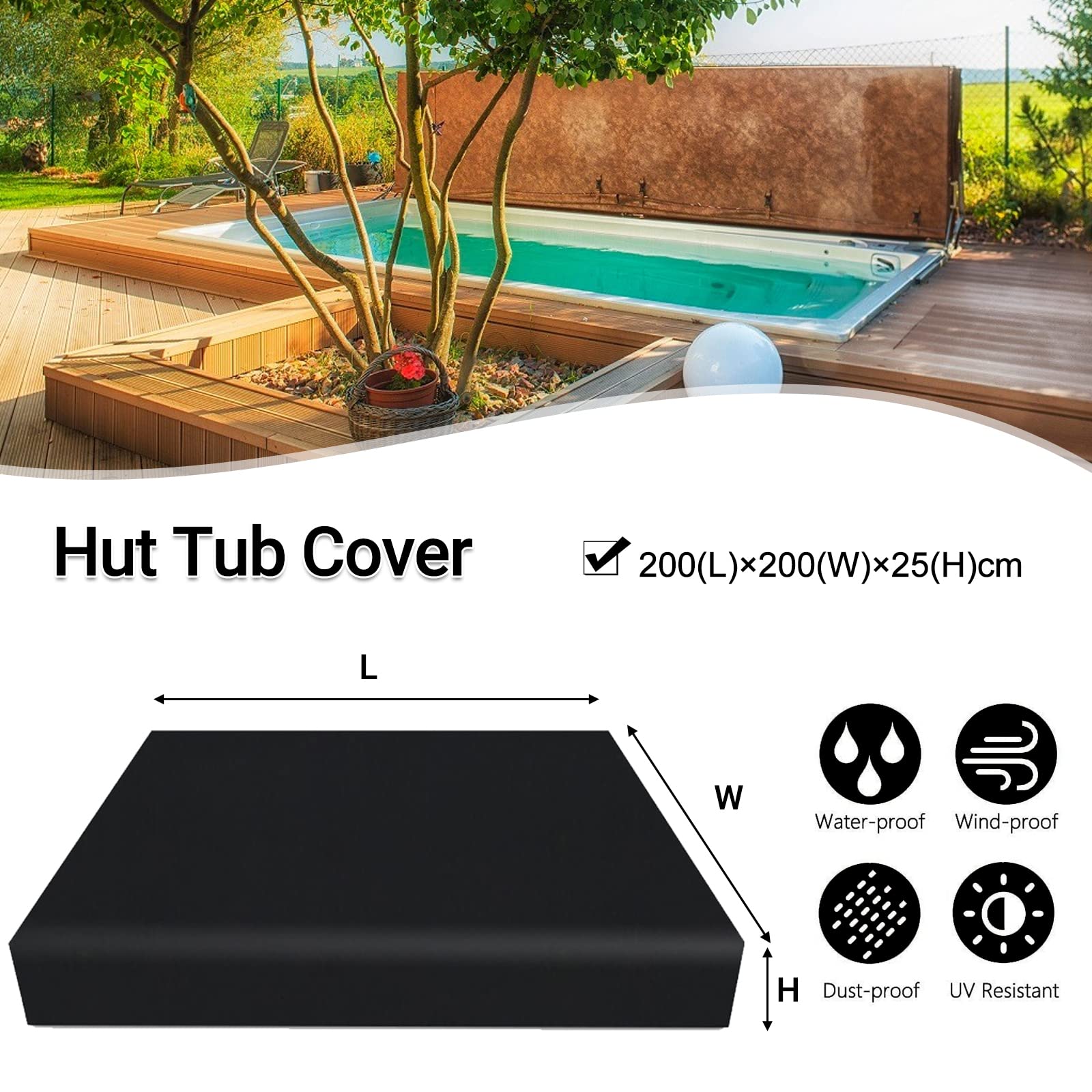Funda cuadrada impermeable para bañera de hidromasaje, tela Oxford 420D, cubierta de spa al aire libre, impermeable, resistente al polvo, resistente a los rayos UV, cubierta de piscina para bañera de