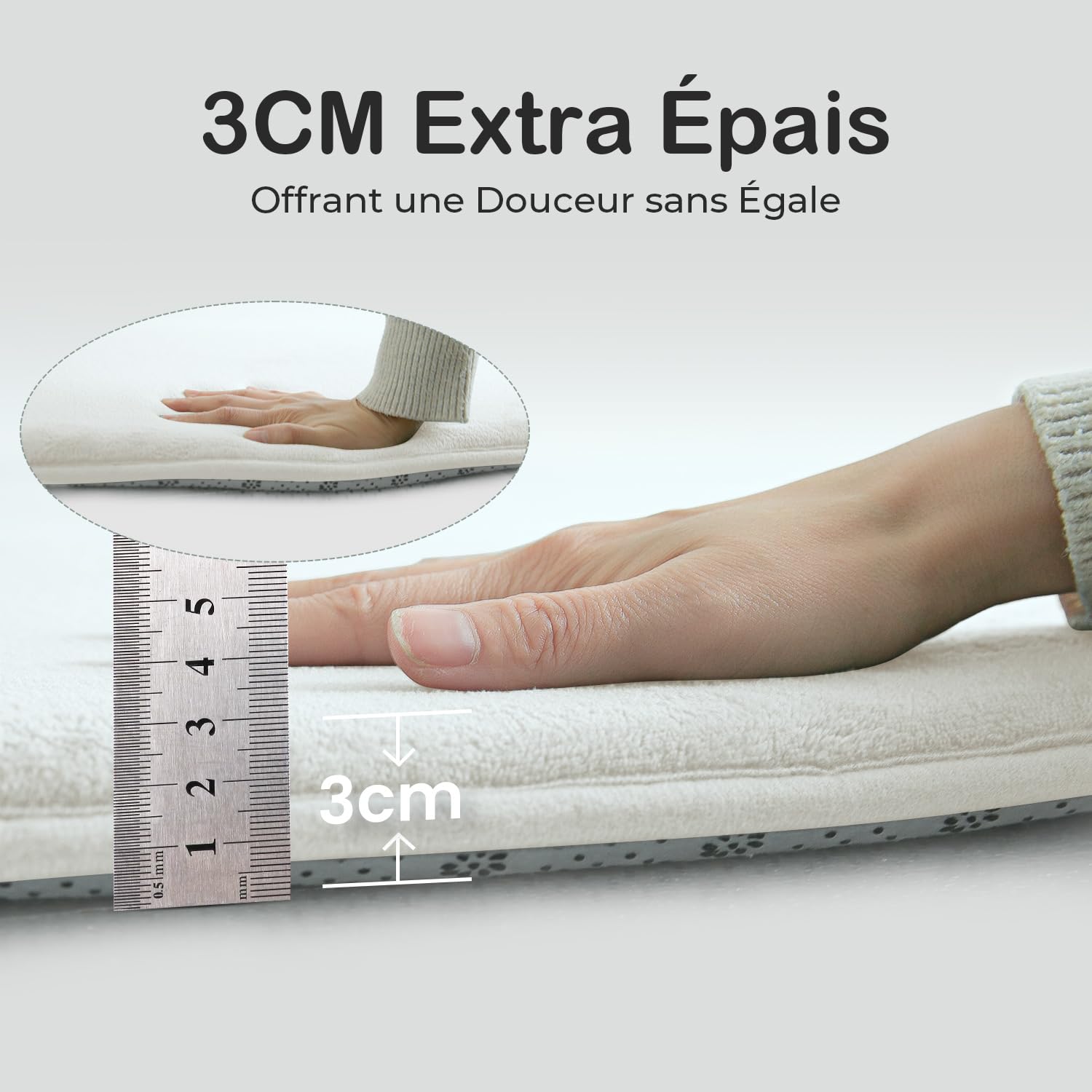 Tapis d'éveil et de Jeux Bebe Epais de 3 CM, Tapis Salon Chambre Poil Ras Jaune Crème 80x200 CM, Tatami Tapis Doux pour la Chambre Bebe, Chambre d'enfants