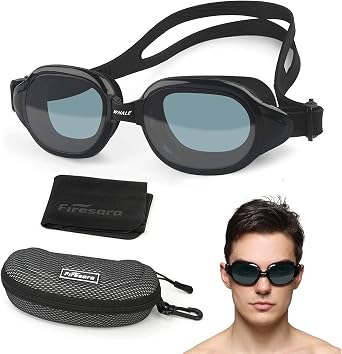 Firesara Swim Goggles, No Leaking Large Frame Wide View Pool for Women Men
