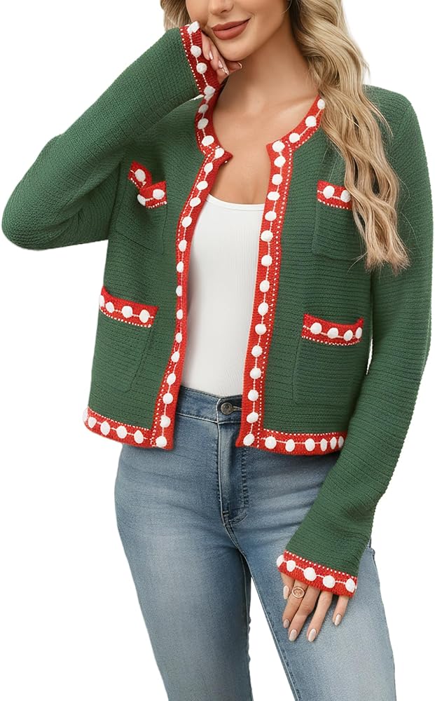 Cropped Cardigan for Women Open Front Jackie O Sweater Jacket Cropped Cardigan for Women Open Front Jackie O Sweater Jacket