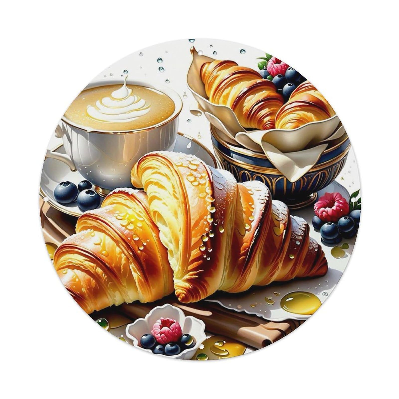 Jdyansheng Vintage Freshly Baked Croissants With Berries Tin Sign Metal Poster Metal Signs For Home Man Cave Bar Cafe Kitchen Laundry Room Wall Decorations 8X8 Inches