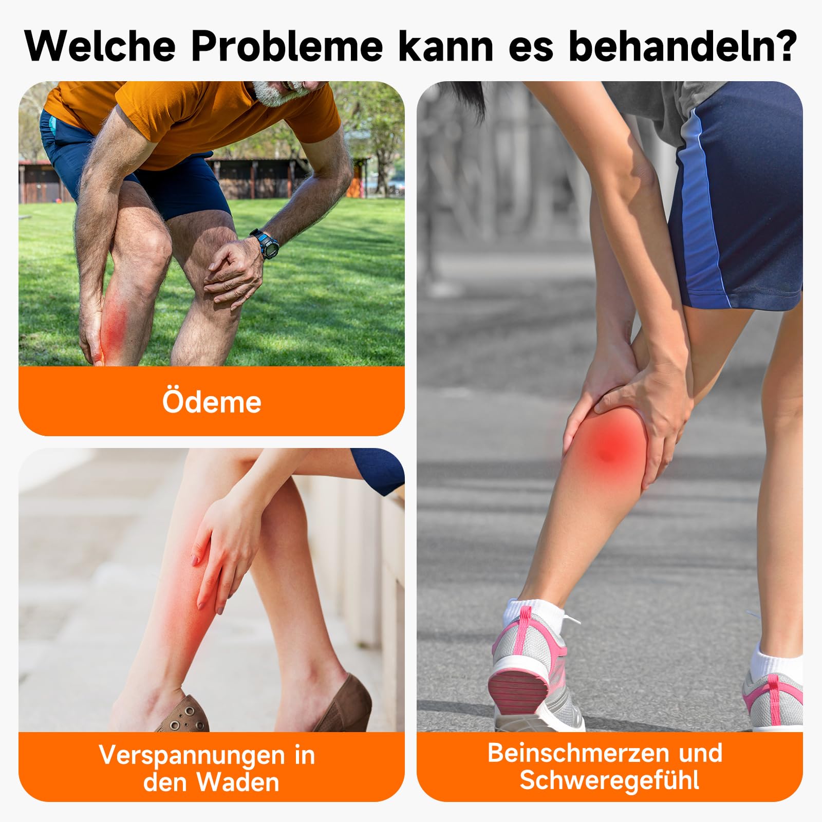 Beinmassagegerät Kabellose Wadenmassagegerät mit Heizung und Luftkompression, Fußmassagegerät 3 Modi | 3 Intensitäten | Wiederaufladbar | Einstellbare Größe,HeißDruckmassagegerät für Muskelentspannung