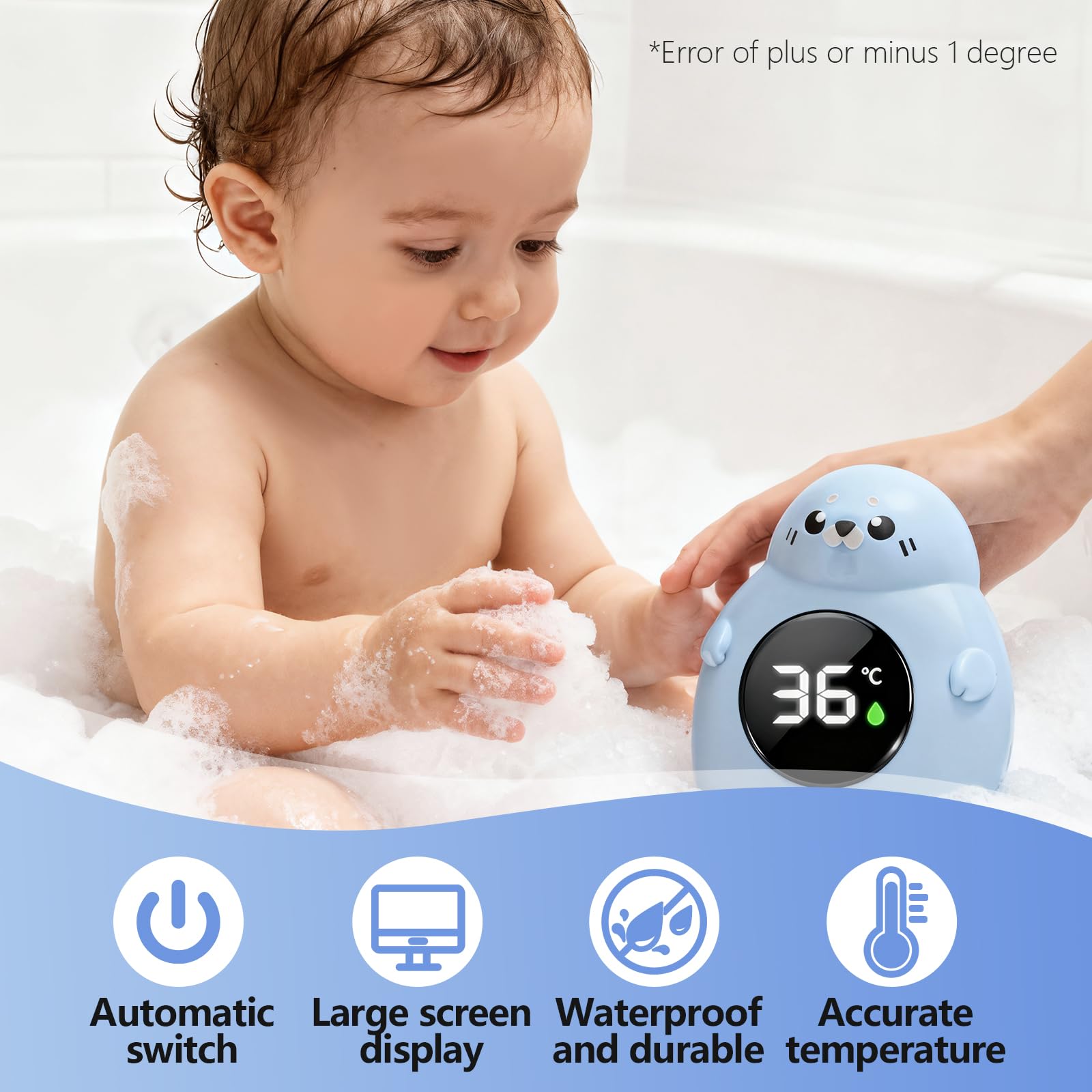 Impermeabile Termometro da Bagno per Bambini, Termometro Bagnetto Neonato Digitale, Giocattolo per Vasca, Schermo di facile lettura, Adatto per Vasche da Bagno per Bambini e Piscine