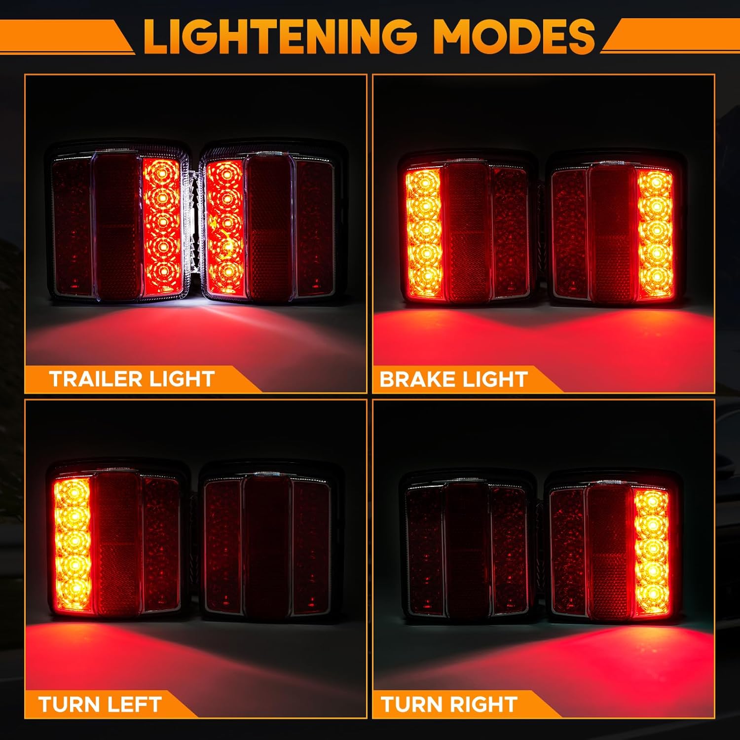 Magnetic Trailer Lights for Towing - LED Tail Light Kit for Tow Truck Stop Turn Signals Tail Rear Brake Light Waterproof for Boat Utility RV Camper Jet Ski Caravan (Wire Version 1.0)