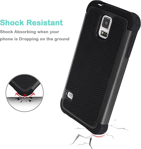 Miniatura 3 de Galaxy S5Funda de plástico, jeylly (TM) Prueba de Golpes absorción de Scratch Hybrid hule impacto Defender Rugged SlimCarcasa rígida para Samsung