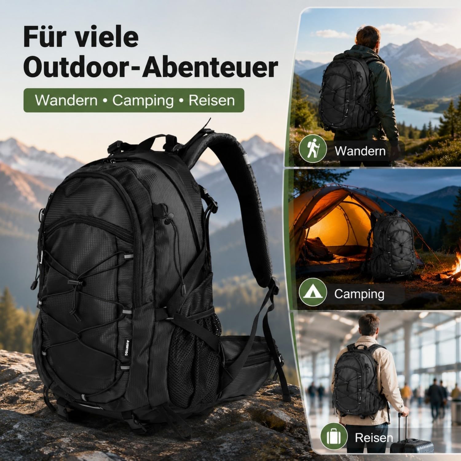 Sac à dos de randonnée 35 l pour homme et femme, sac à dos de trekking pour l'extérieur, le camping, la randonnée et les voyages