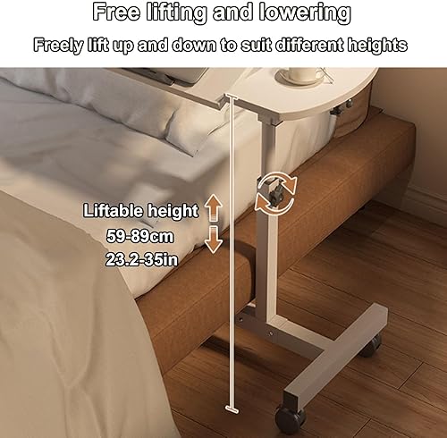 Miniatura 4 de Mesa auxiliar pequeña, mesa auxiliar para sala de estar, mesa auxiliar de ángulo ajustable, rotación de 360 con ruedas, mesa auxiliar móvil, fácil