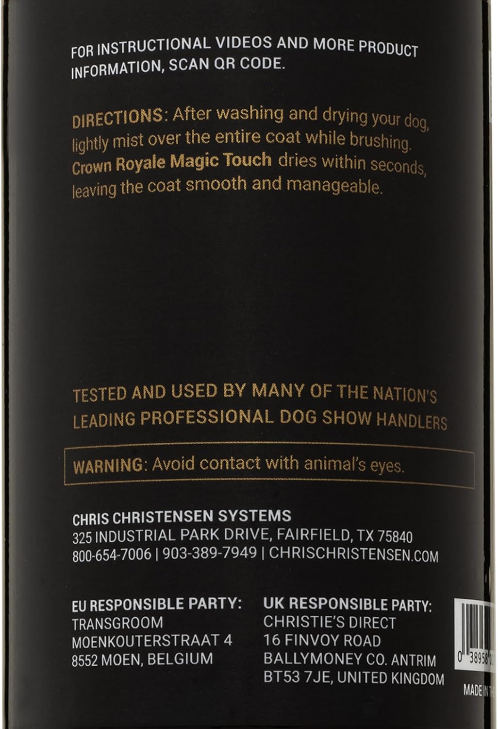Crown Royale Magic Touch Formula 1 Pet Grooming Spray Ready-to-Use, No Heavy Build-Up, Finishing Spray, Prevents Coat Matting, Formulated with Conditioners, Made in USA, 16 oz