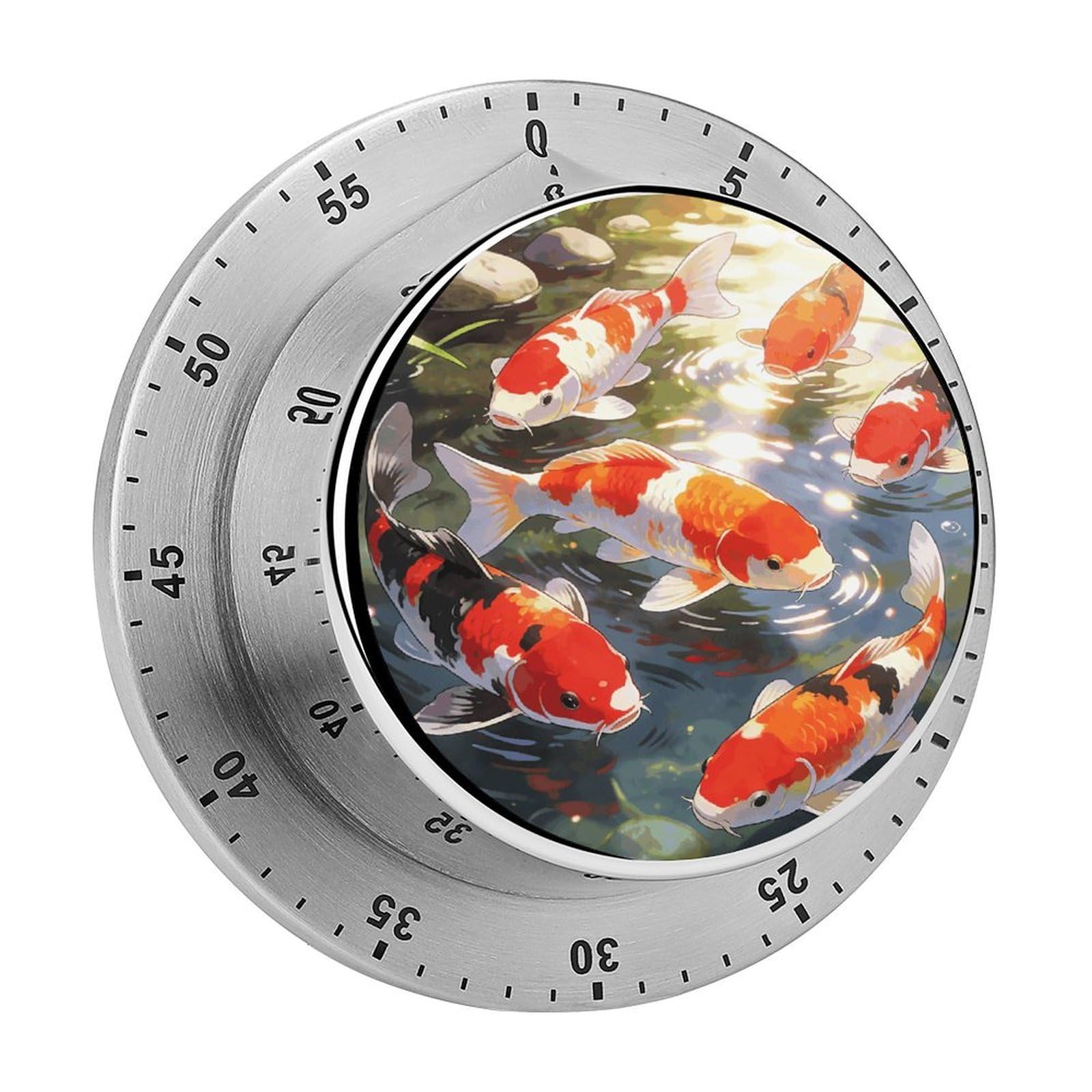 Koi Mechanical Kitchen Timer 60 Minute Wind Up Magnetic Timer Heavy Duty Stainless Steel Egg with Loud Alarm Manual Countdown Clock for Cooking, Office, Gym
