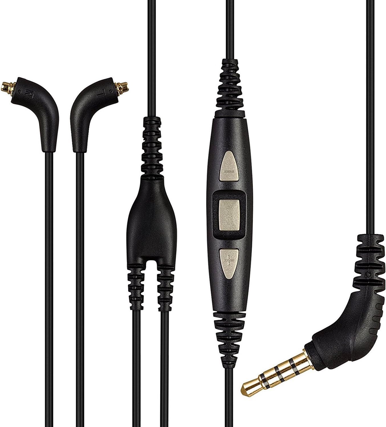 AGS Retail Ltd Compatible Audio Cable Replacement for Shure Earphones – Black Auxiliary Headphone Cable with in-Line Remote and Microphone | Audio Accessories