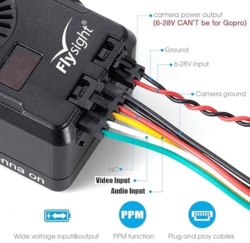 Miniatura 4 de Flysight Black Mamba Transmisor de video FPV de 5.8 GHz, transmisor de video inalámbrico FPV Vtx para dron RC MultiTotor Quadcopter (RPSMA ANT 6-28