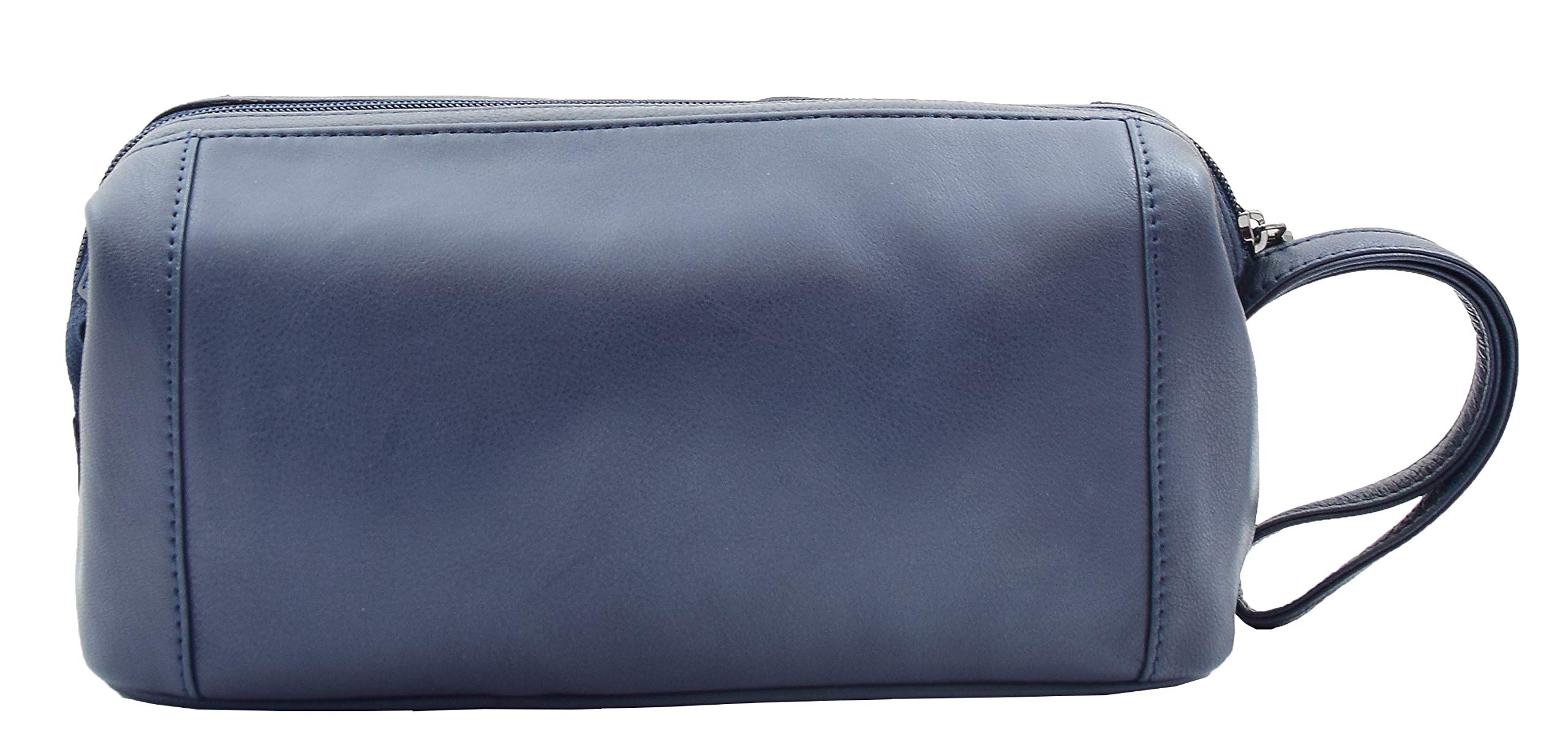 Neceser de cuero auténtico bolsa de lavado de viaje bolsa de muñeca HOL951 azul marino