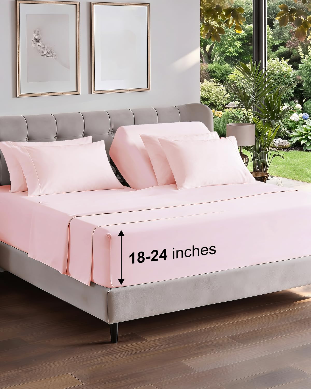 CGK Extra Deep Flex Top Split Head King 6pc Sheet Set - Lavender Pink