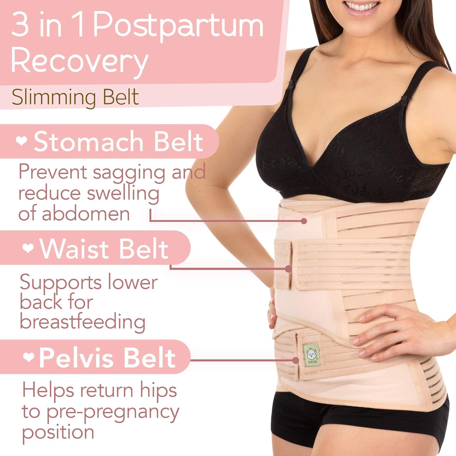 3 in 1 Postpartum Belly Support Recovery Wrap And Viscose Bamboo Nursing Breast Pads Bundle - Belly Band For Postnatal (Classic Ivory, XL) - Reusable Nipplecovers for Breast Feeding (Soft White, L)