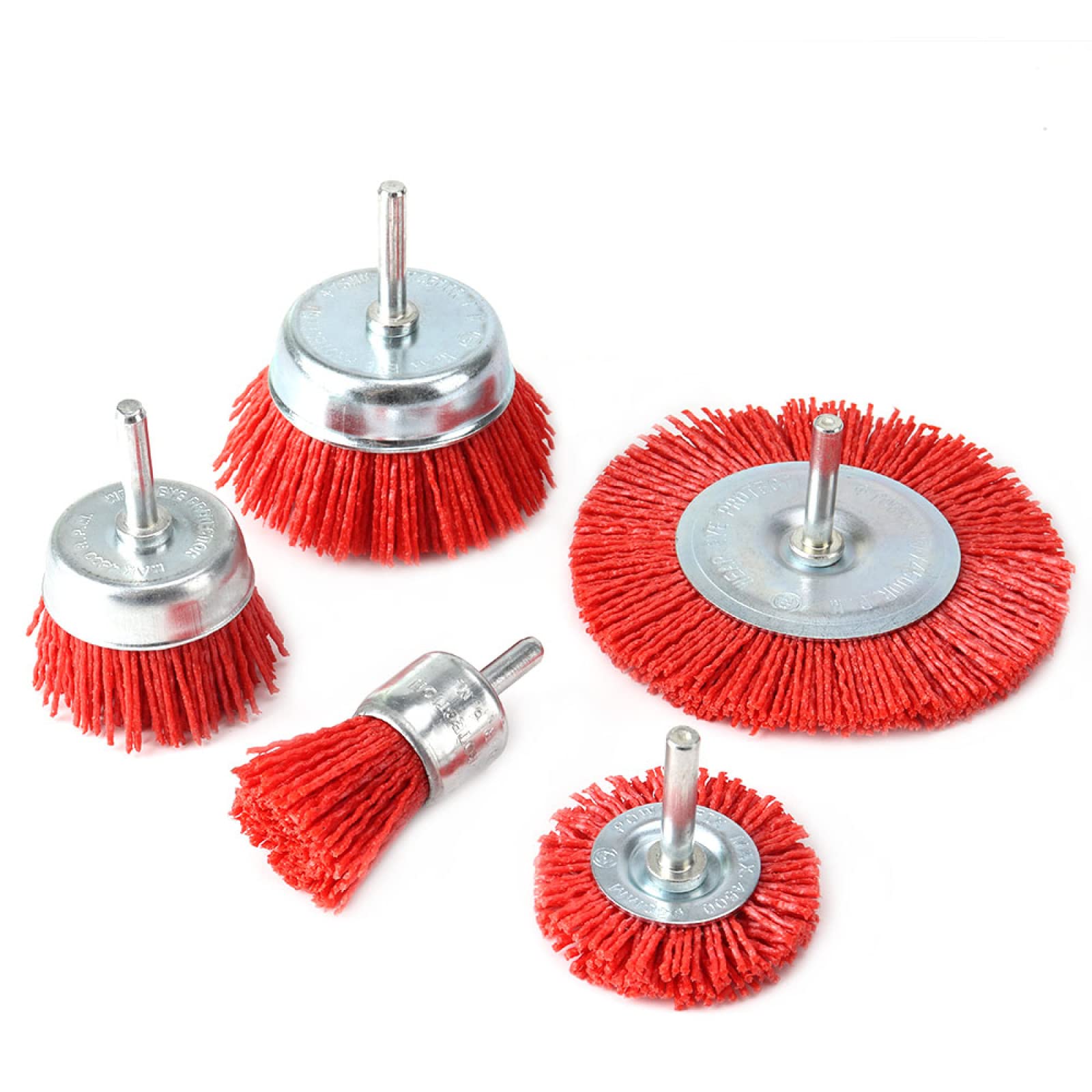 Set Di 5 Spazzole A Tazza In Nylon Spazzola Per Ruote In Filo Abrasivo Per Trapano Utensile Rotante Lucidatura Del Legno Gambo Da 6 Mm