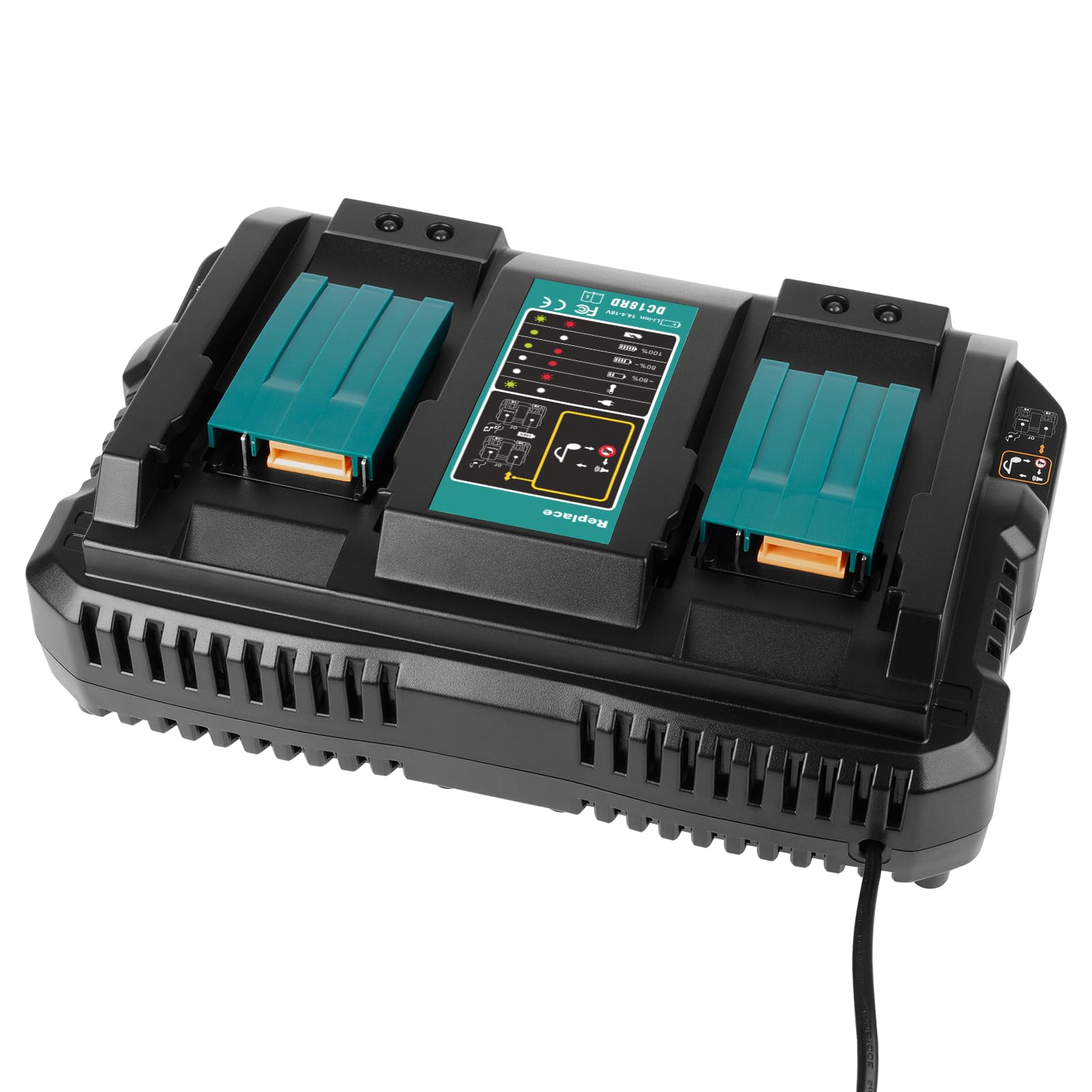 4A 14,4V-18V Caricabatterie a 2 Porte per Makita, Caricatore di Batteria agli Ioni di Litio per Makita Ricambio BL1850 BL1860 BL1815N BL1830 BL1840