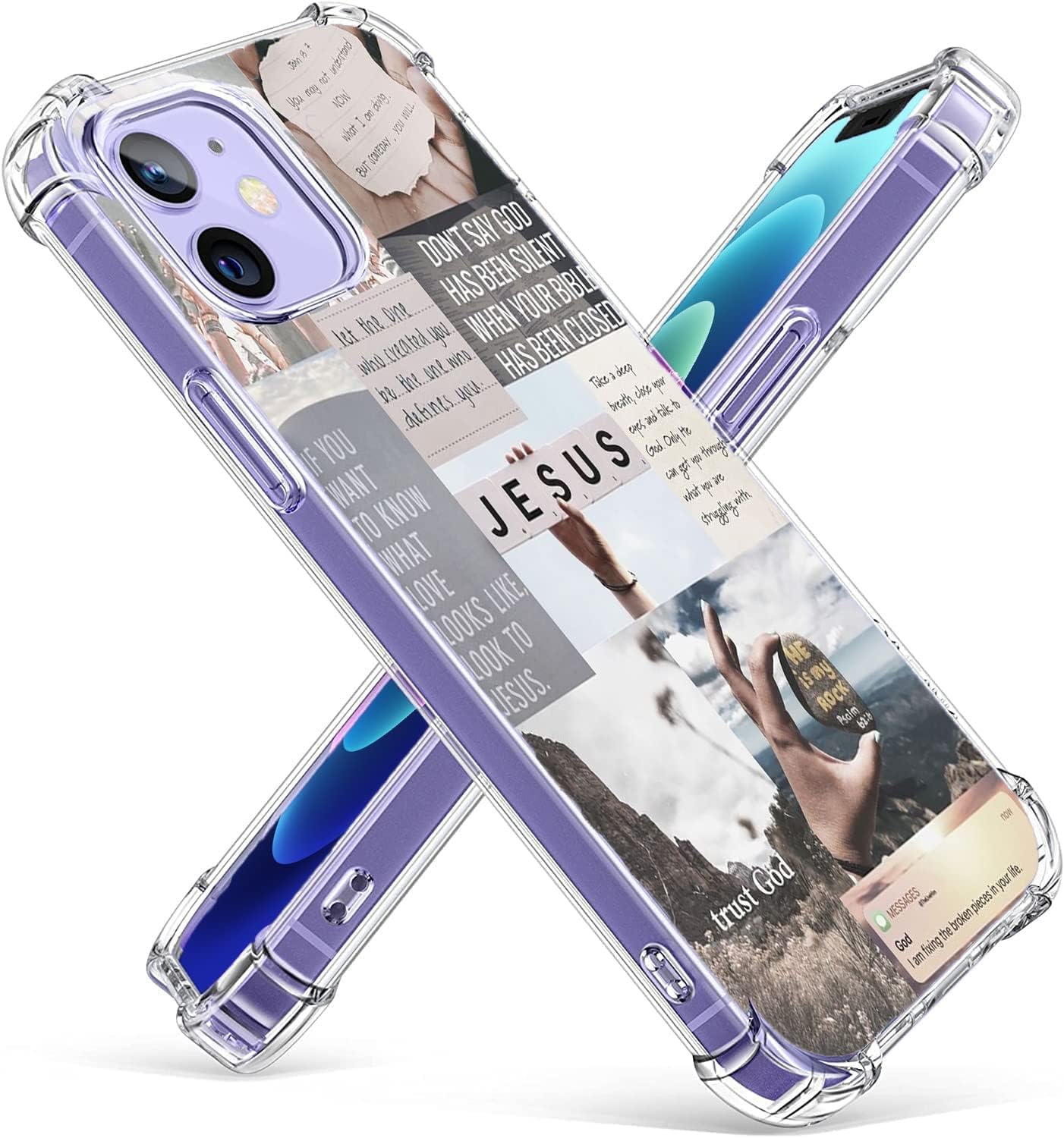 SENDHWAS Jesus Quotes Case for iPhone 12,Christian Motivational Bible Verse Collage