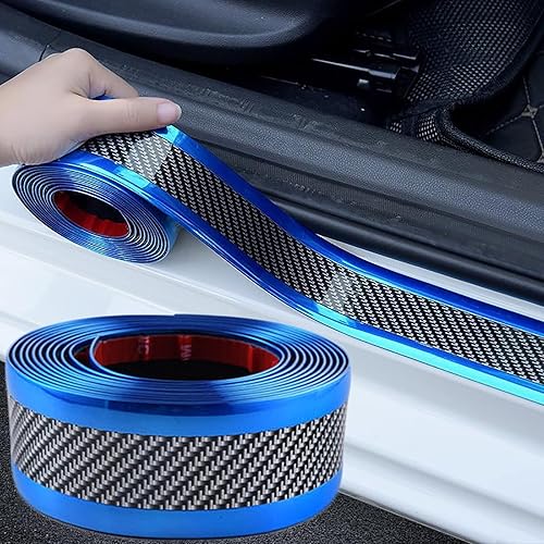 Protector de umbral de puerta de automóvil, tira de protección impermeable de goma para la mayoría de los automóviles (2.0in de ancho, azul, 3 M de