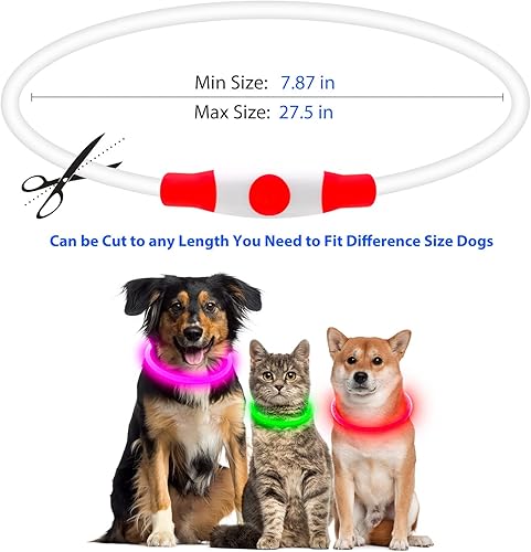 Miniatura 10 de Flashseen Collar de perro LED, collar iluminado brillante recargable por USB, cortable, resistente al agua, luces de seguridad de TPU para perros