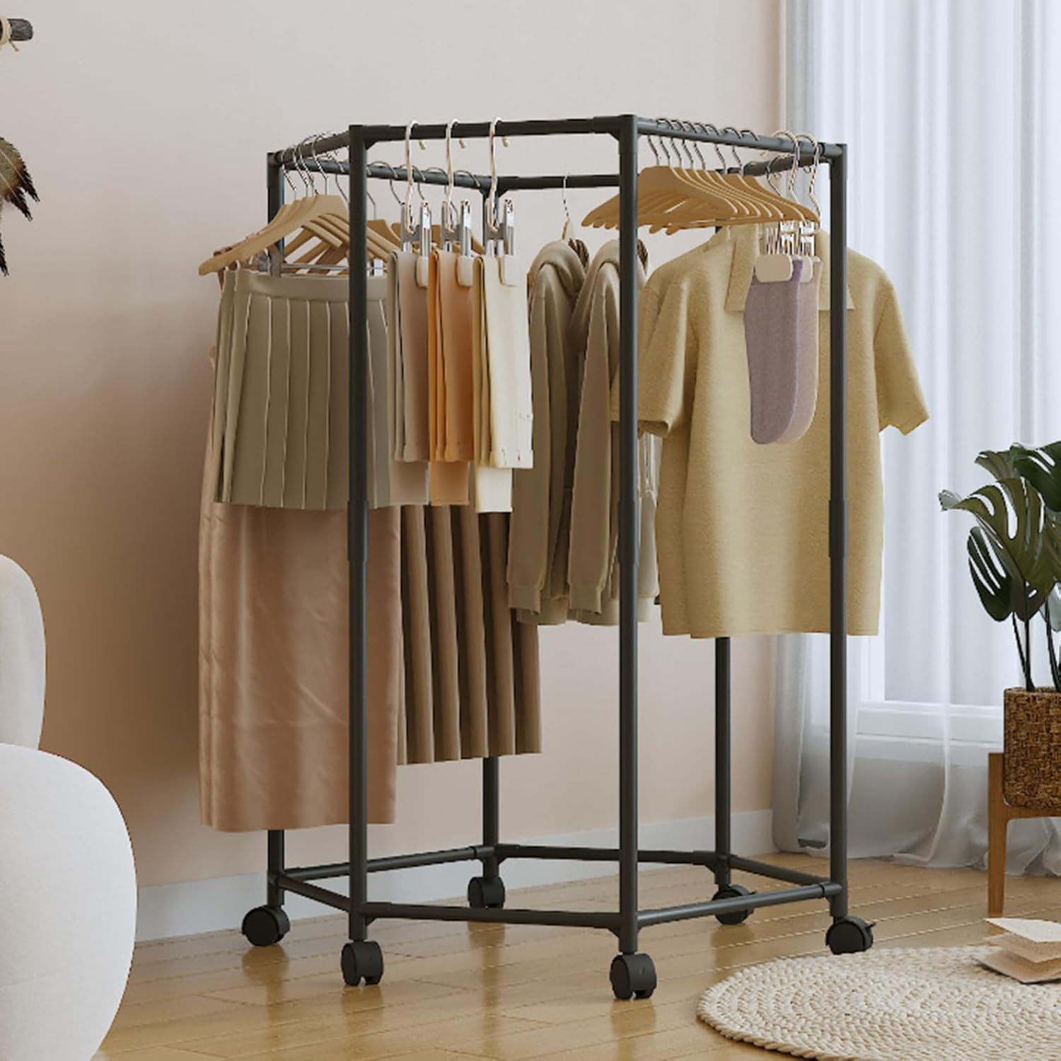 Space Saving Clothes Stand, Drying Rack Clothing, Clothes Hanging Rack, Space-Saving, Foldable Design, 56x16x11cm, Best for Drying Laundry Indoors in Small Bedrooms