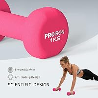 PROIRON Neoprén Súlyzó Szett 2 db Női Fitness Jóga Pilates Tornához - 2 x 1 kg pink 3