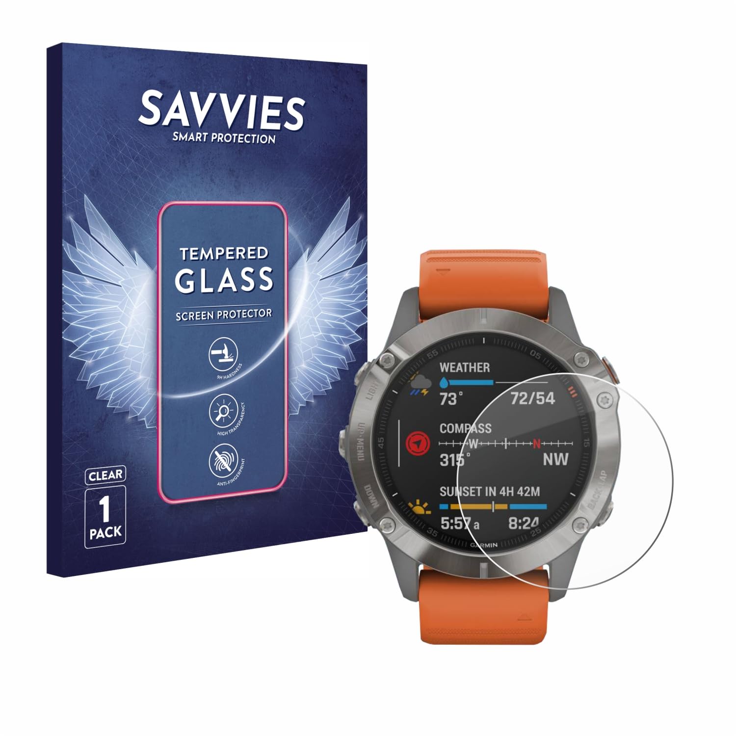 Per Garmin Fenix 6x Pro Pellicola Protettiva Vetro Temperato