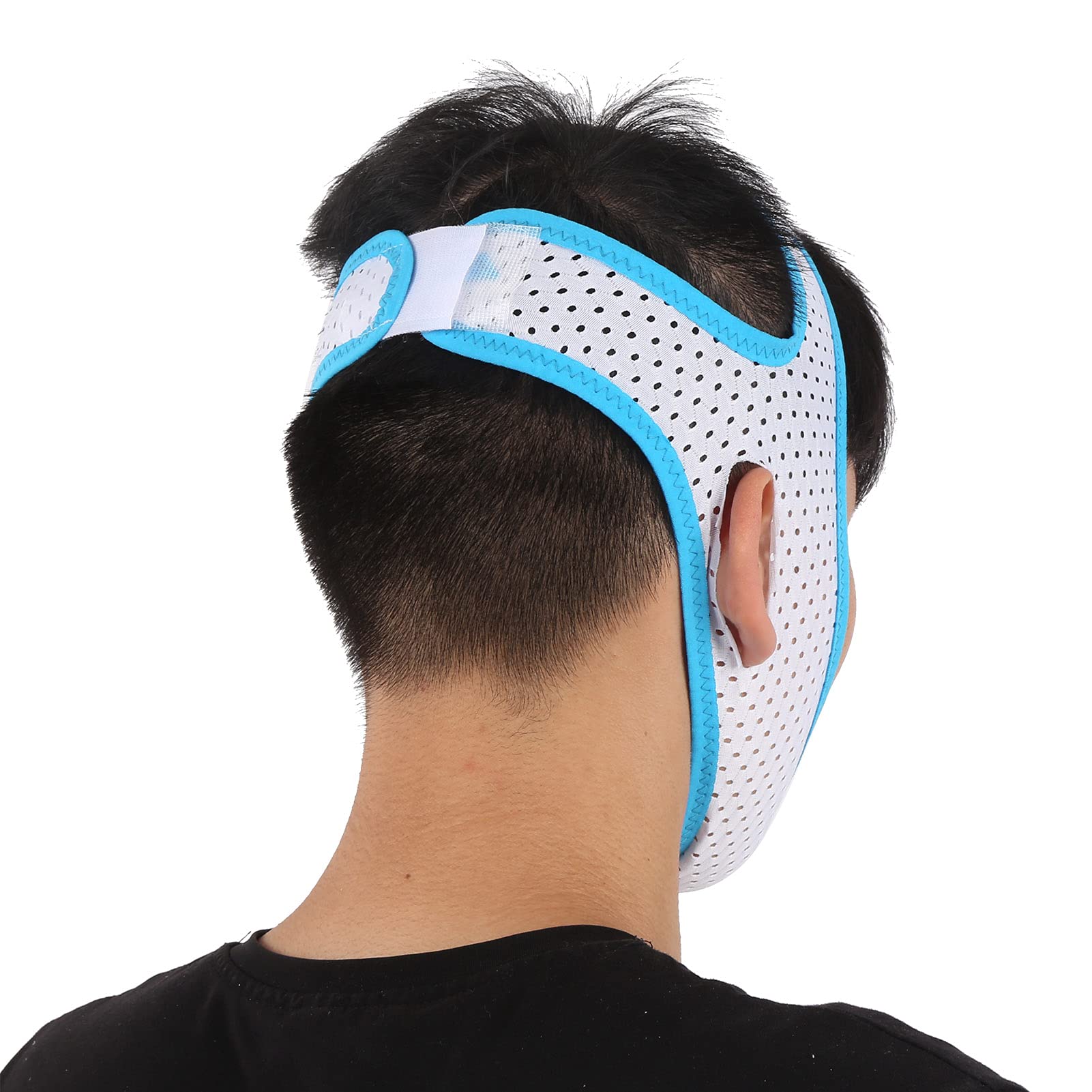 Chin Strap, Soft Comfortable Unisex Jaw Support Belt for Better Sleep(Sky blue edging) |||-image-37