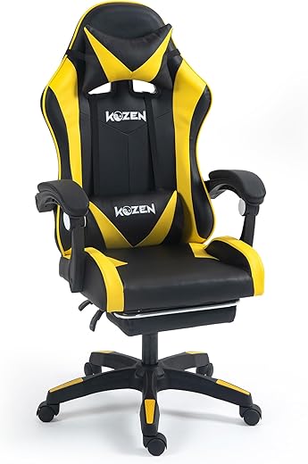 KOZEN Gaming Chair with Retractable Padded Footrest, 135 Recliner Chair | Ergonomic Chair with Premium PVC Fabric, Computer Chair with Adjustable…