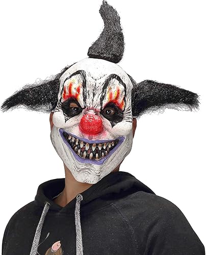 HKSICHENGKEJI Máscara de payaso de terror, máscara de payaso malvado de miedo, disfraz de Halloween, espeluznante diablo, zombi, fantasma, máscara