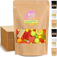 FITIMOR 100 Pack Resealable Stand Up Food Bags with Window - Matte Pouches for Granola, Trail Mix, Beef Jerky, Candy, Tea, Snacks