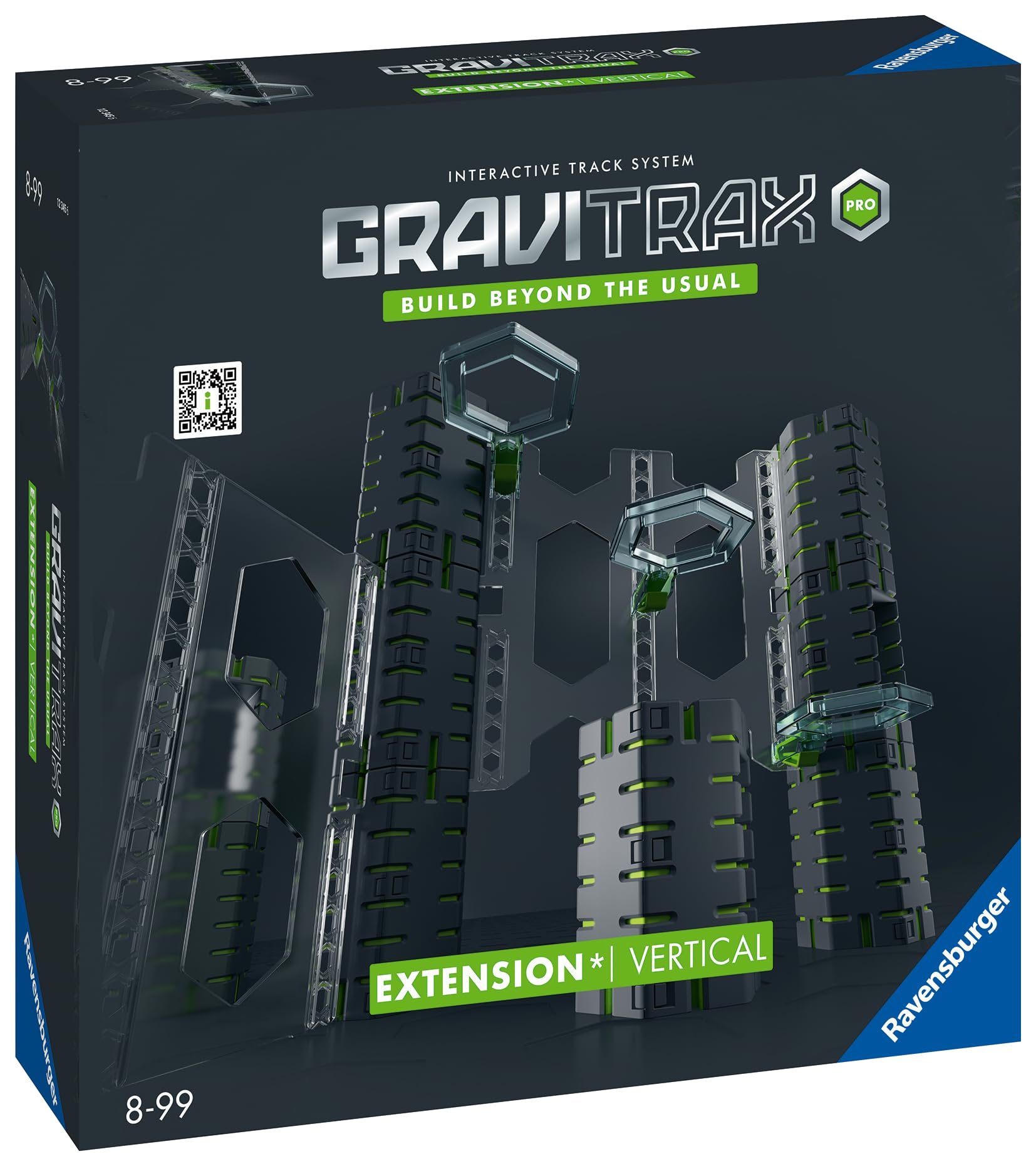 Ravensburger - GraviTrax Pro Extension Vertical: Aumenta l’altezza, Estensione pista biglie 108 pezzi, Gioco STEM 8+ anni e adulti, Non giocabile da solo, Compatibile con tutti i GraviTrax