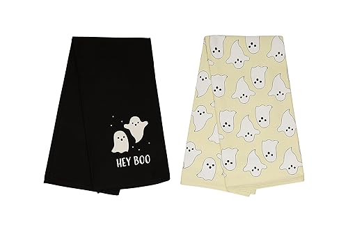 Pearhead Hey Boo Ghost Dish Towels for Kitchen, Halloween and