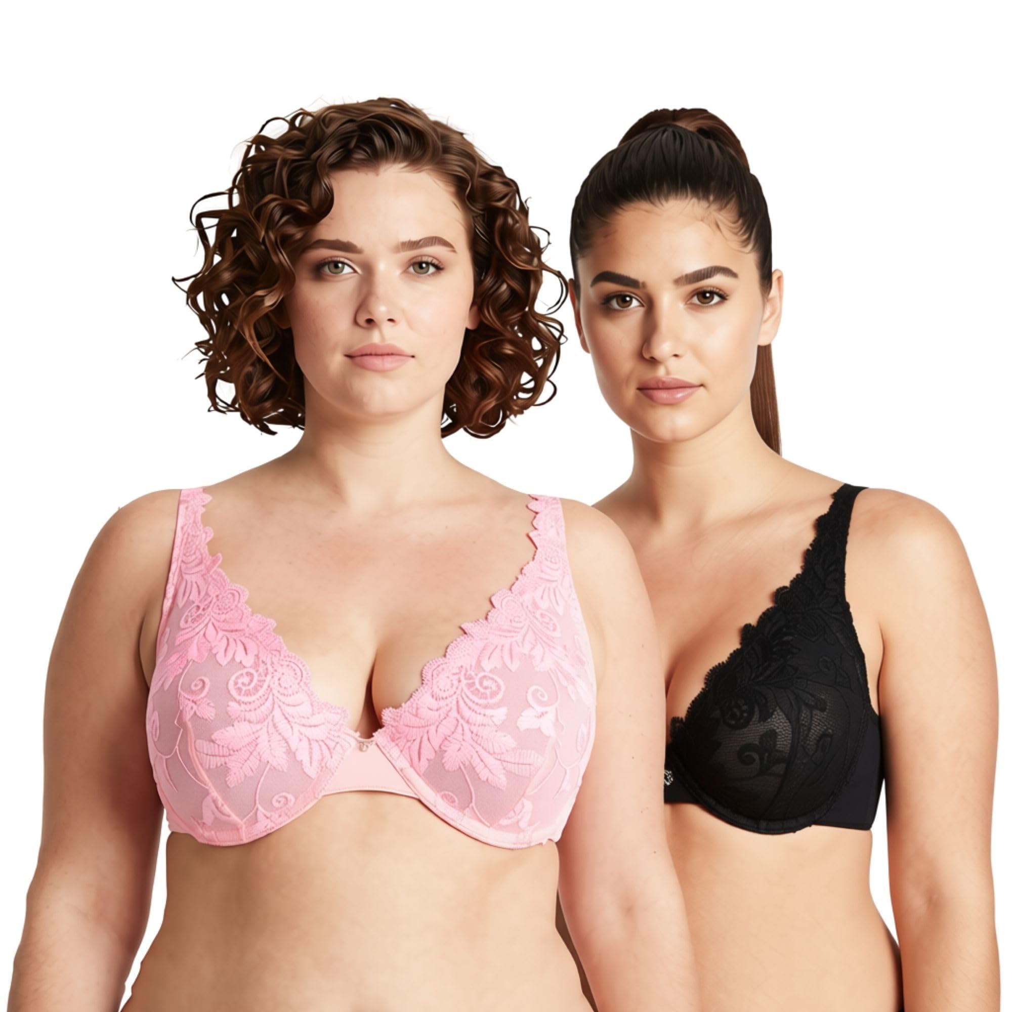 Photo 1 of Curve Muse Underwire Unlined Full Coverage Bra - 2 Pack