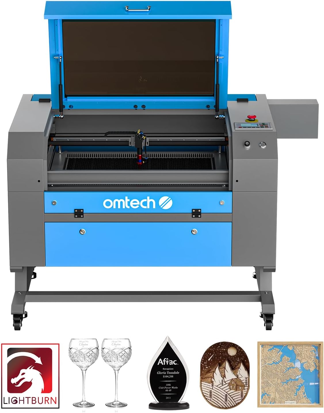 OMTech 80W CO2 Laser Engraver with LightBurn, 20x28 Inch