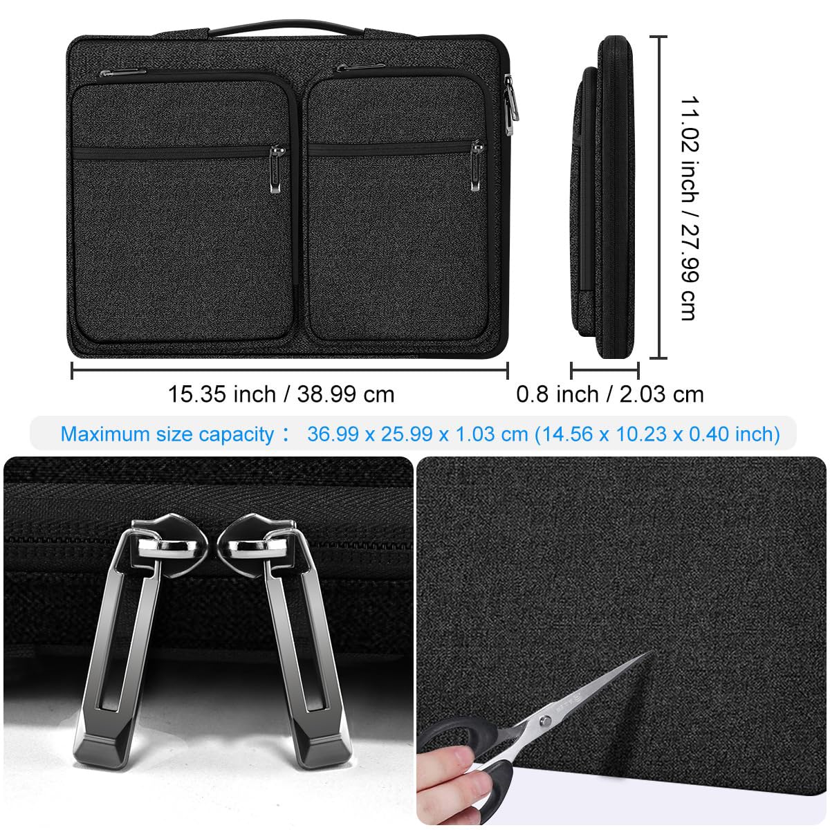 HSEOK Custodia Protettiva per Laptop 15" 15,6" 16" per Spostamenti e Viaggi di Lavoro, Nero