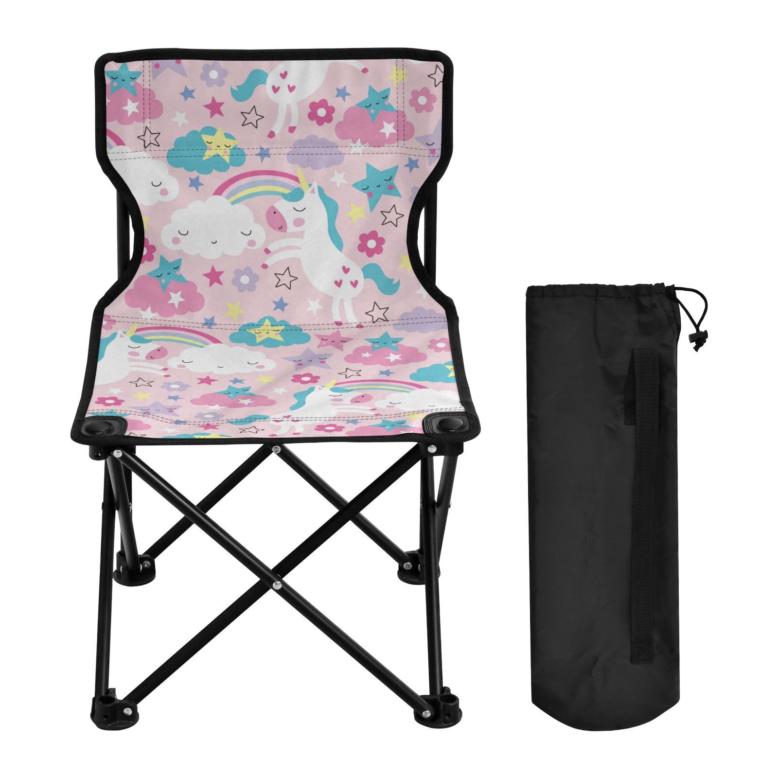 Sedia Pieghevole Per Bambini Con Unicorno Rosa – Leggera, Resistente E Con Portabicchieri, Perfetta Per Campeggio E Avventure All'aria Aperta - 3