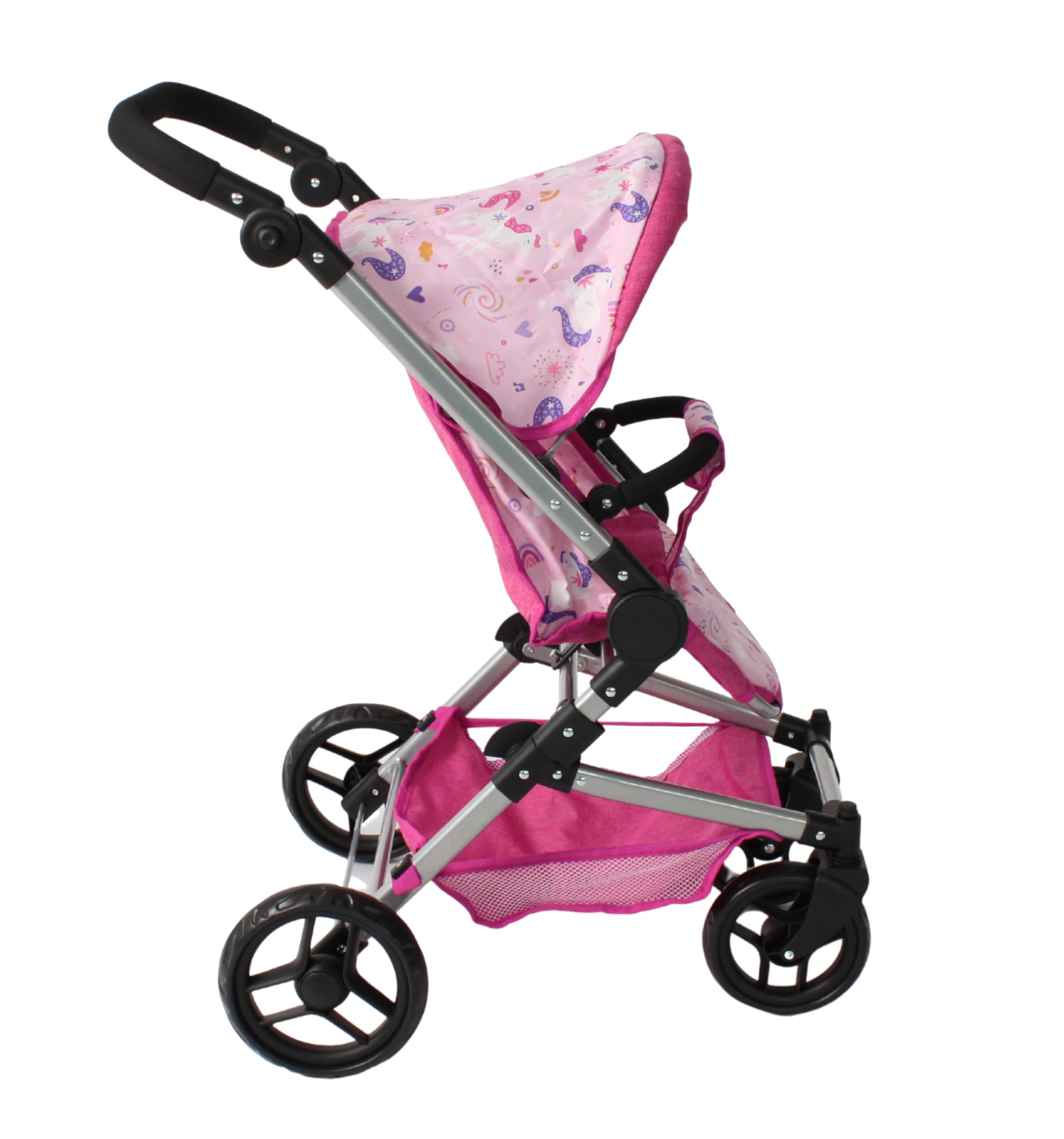 Bayer Chic 2000 - Passeggino per bambole Fides, set di passeggino 3 in 1 composto da navicella, seggiolino sportivo e seggiolino auto, unicorno, rosa