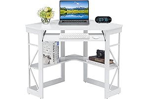 VECELO Small White Corner Desk for Home or Office