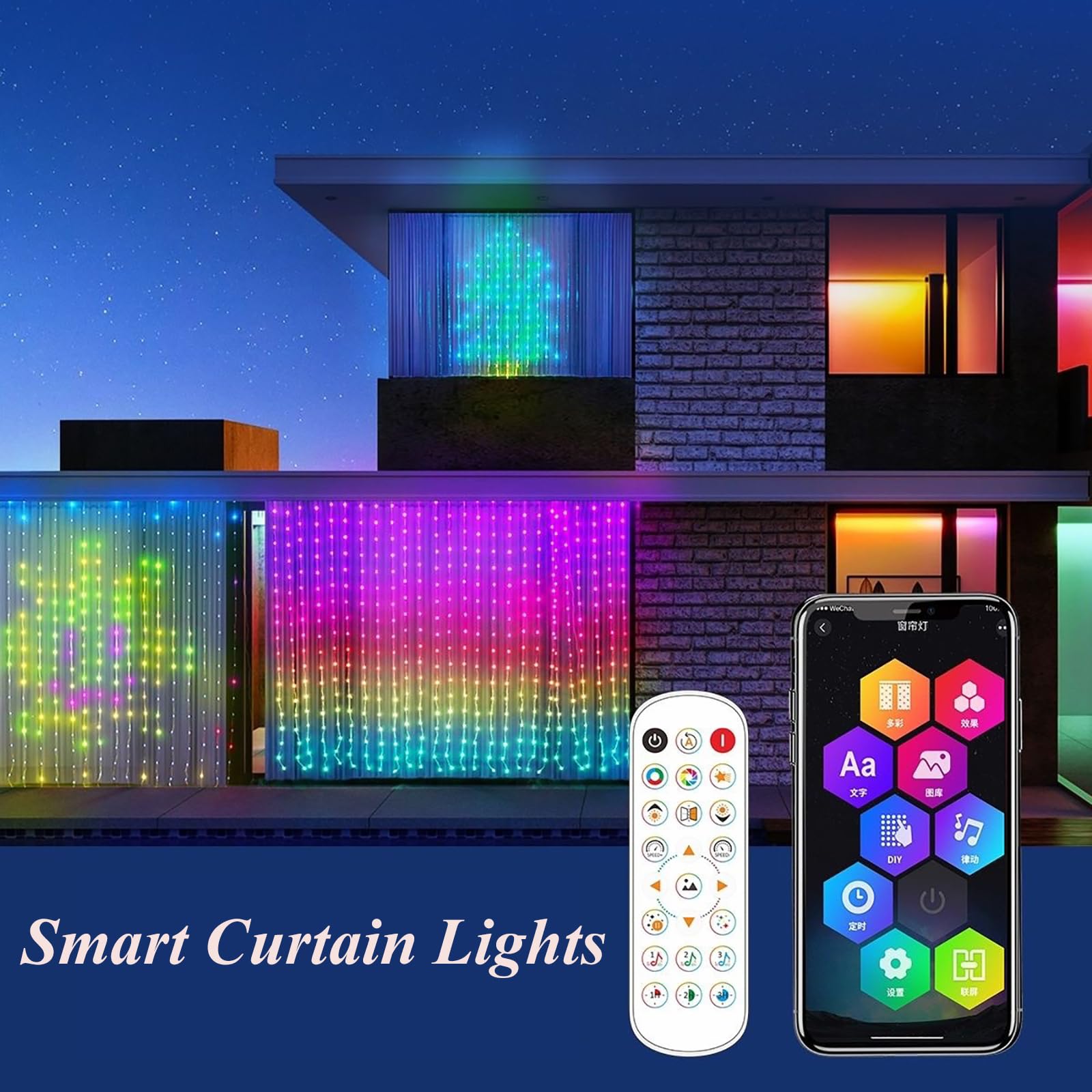 Inteligentne kurtyny świetlne, 400 diod LED z aplikacją i pilotem, dynamiczna zmiana koloru bajkowa girlanda żarówkowa, synchronizacja muzyki DIY do sypialni świąteczne dekoracje na Halloween