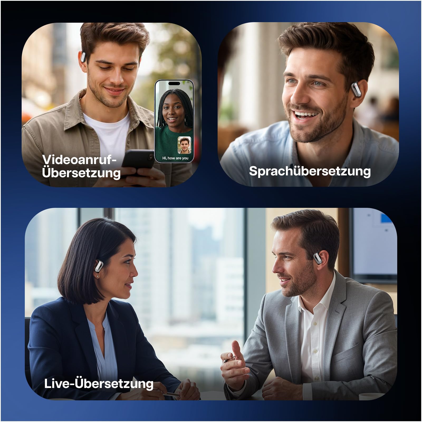 MMOBIEL KI Übersetzer Ohrhörer Echtzeit 148 Sprachen mit App (Android & iOS) –Bluetooth 5.1 Open-Ear AI Übersetzungskopfhörer – Unterstützt Musik & Anrufe - Ideal für Reisen, Business & Lernen