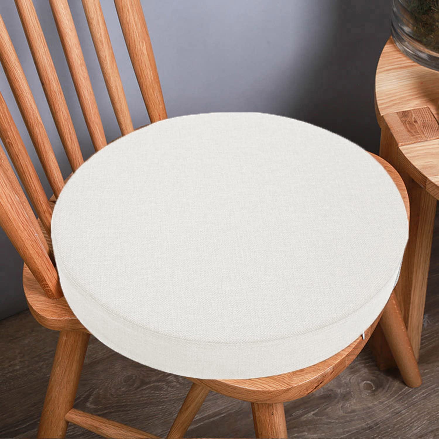 Waigg Kii Thicked 3/5/8cm Chair Pad Cushion,Dining Chair Cushions Seat Pad Round 40/45cm Soft Chair Pads for Indoor Office Patio Garden (40x40x5cm,White)
