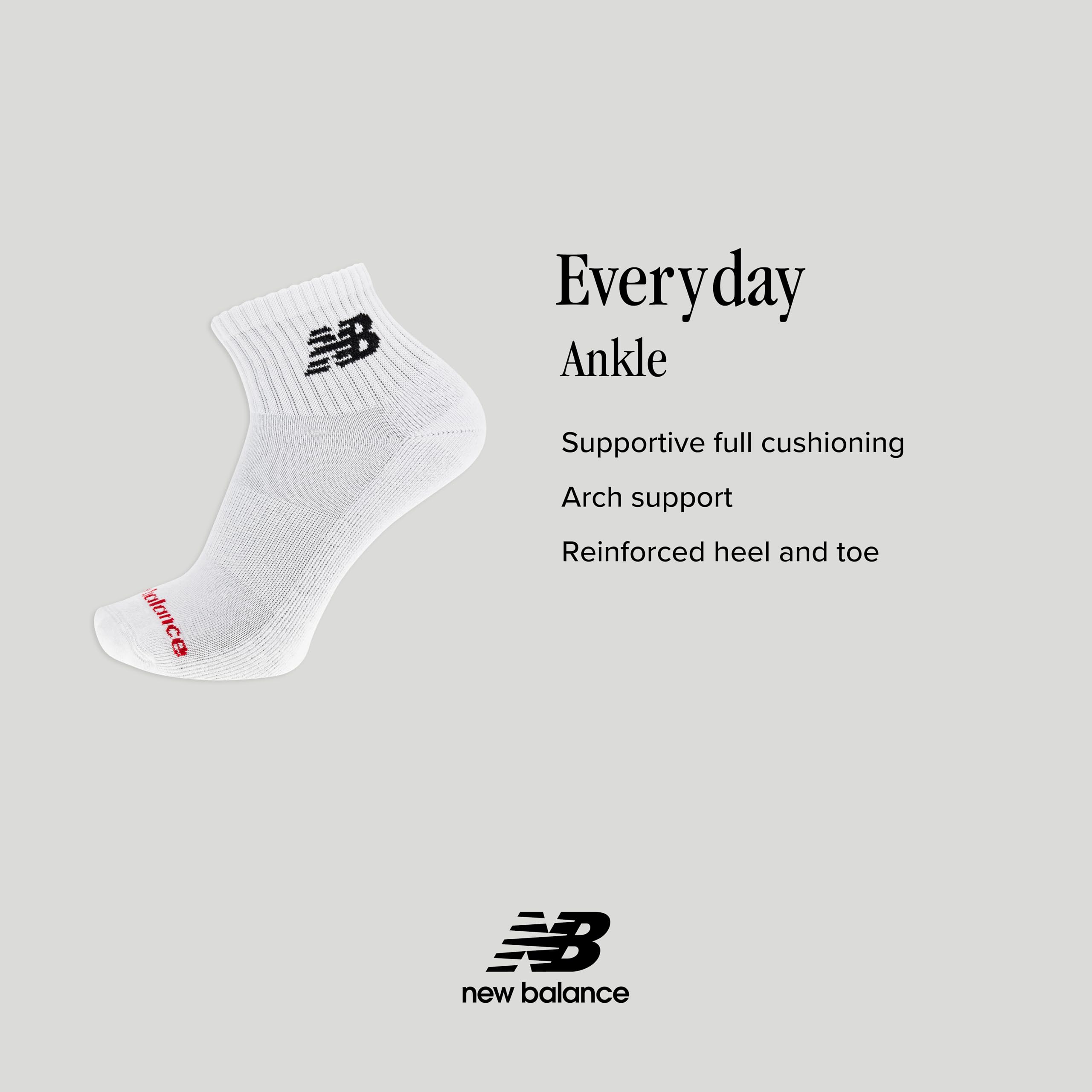 New Balance Everyday Crew & Ankle Socks - 6 Pairs - Cushioned Durable Reinforcement SCARPE DA PIGLIA GIORNALE Unisex - Adulto
