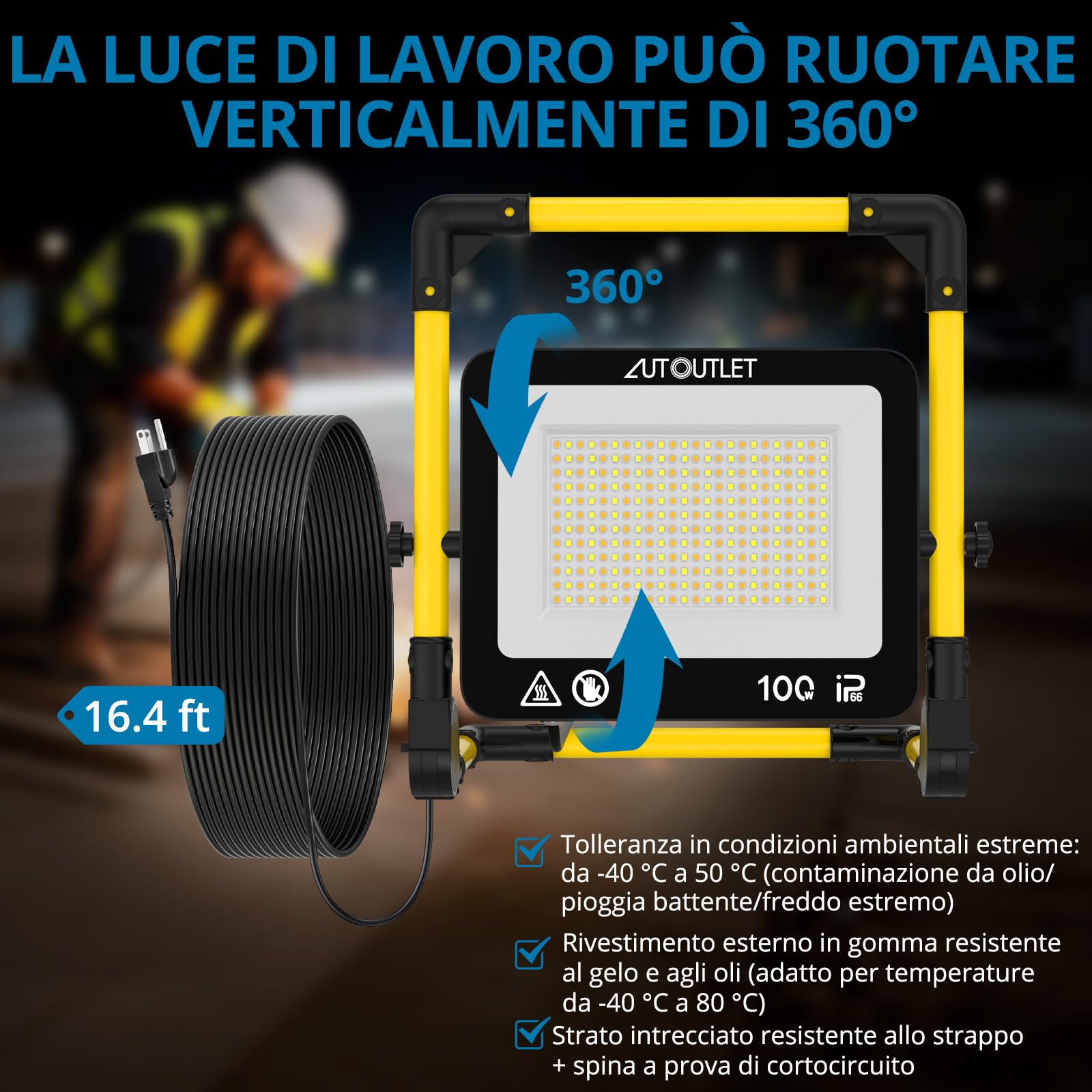 AUTOUTLET Lampada da Lavoro e Faretto da Cantiere