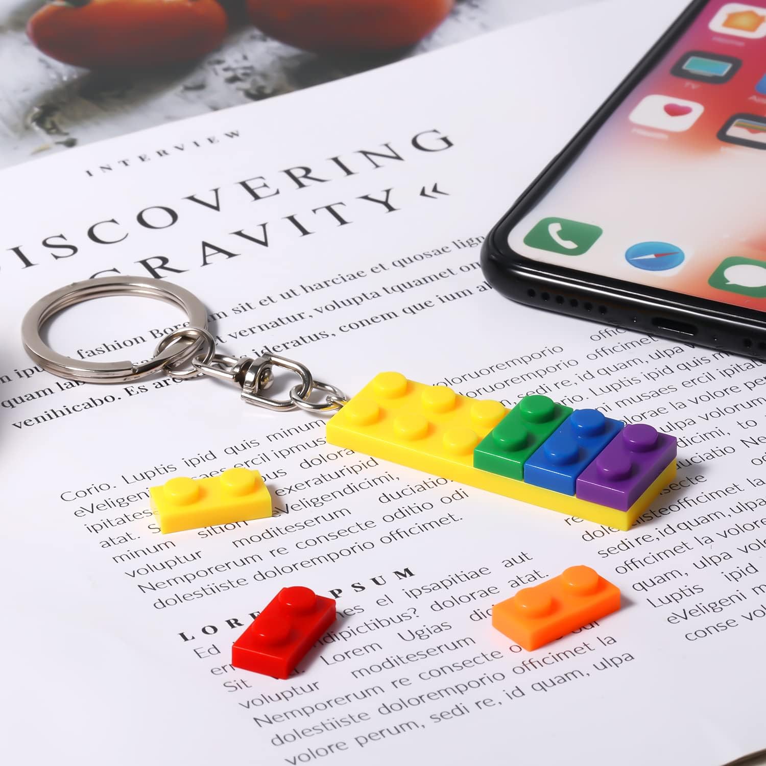 2pcs Rainbow Brick Keychain, Colorful Pride Keyring Building Block Keychain Gay Keychain Lesbian Keychain for Couples, Lovers, Parents image 4