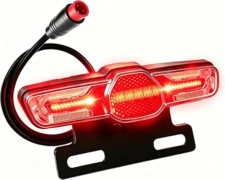 Electric Bicycle Tail Light, E-Bike Tail Lamp, 24-60V High Brightness Bike Rear Light, Safety Warning Light for Bicycle Accessories Night Riding Brake Lamp