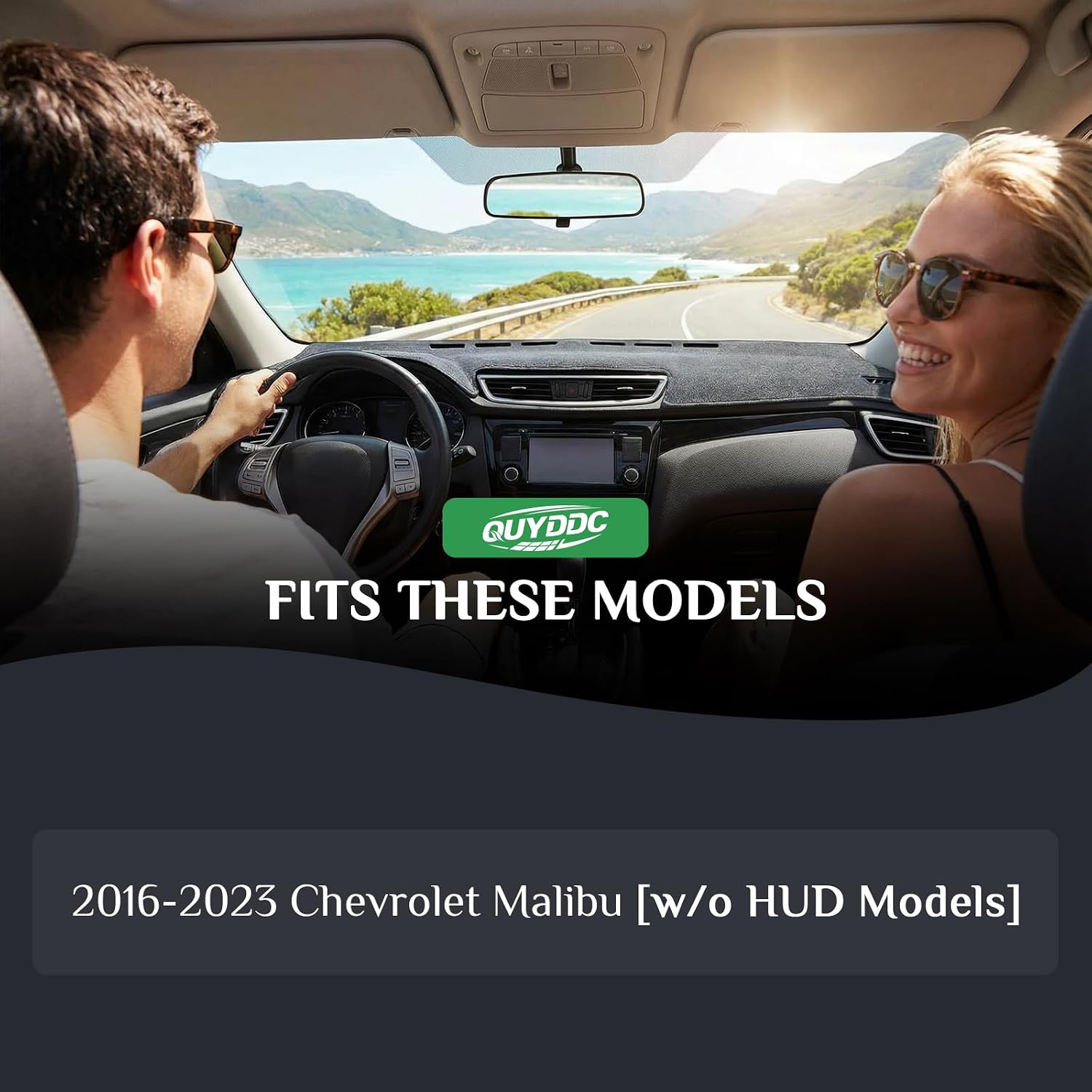 Dash Cover, Anti-Glare, Sun Protection, Dustproof, UV-Proof, Dashboard Covers, Interior Car Accessorie Fit for 2016 2017 2018 2019 2020-2023 Ch-Evy Malibu (Fits Vehicle w/o HUD Models), Grey image 2