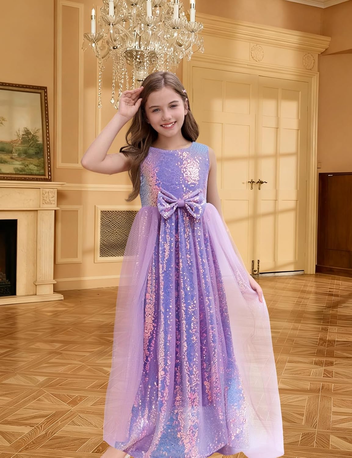 Girls Sequin Dress Sleeveless Princess Birthday Dress Graduation Wedding Party Formal Pageant Dresses for Girls 3-7Y - Image 4