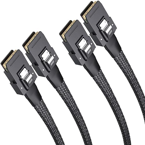 H!Fiber.com Paquete de 2 cables internos Mini SAS SFF-8087 a SFF-8087 de 36 pines, cable interno Mini SAS a Mini SAS, 6 Gbps, 100 ohmios, para